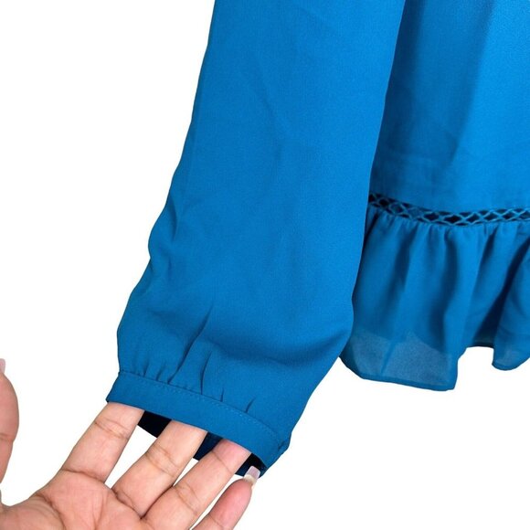 a.n.a A NEW APPROACH Womens SZ XL Tahoe Teal Puffy Long Sleeve Top Blouse NEW - Picture 6 of 9